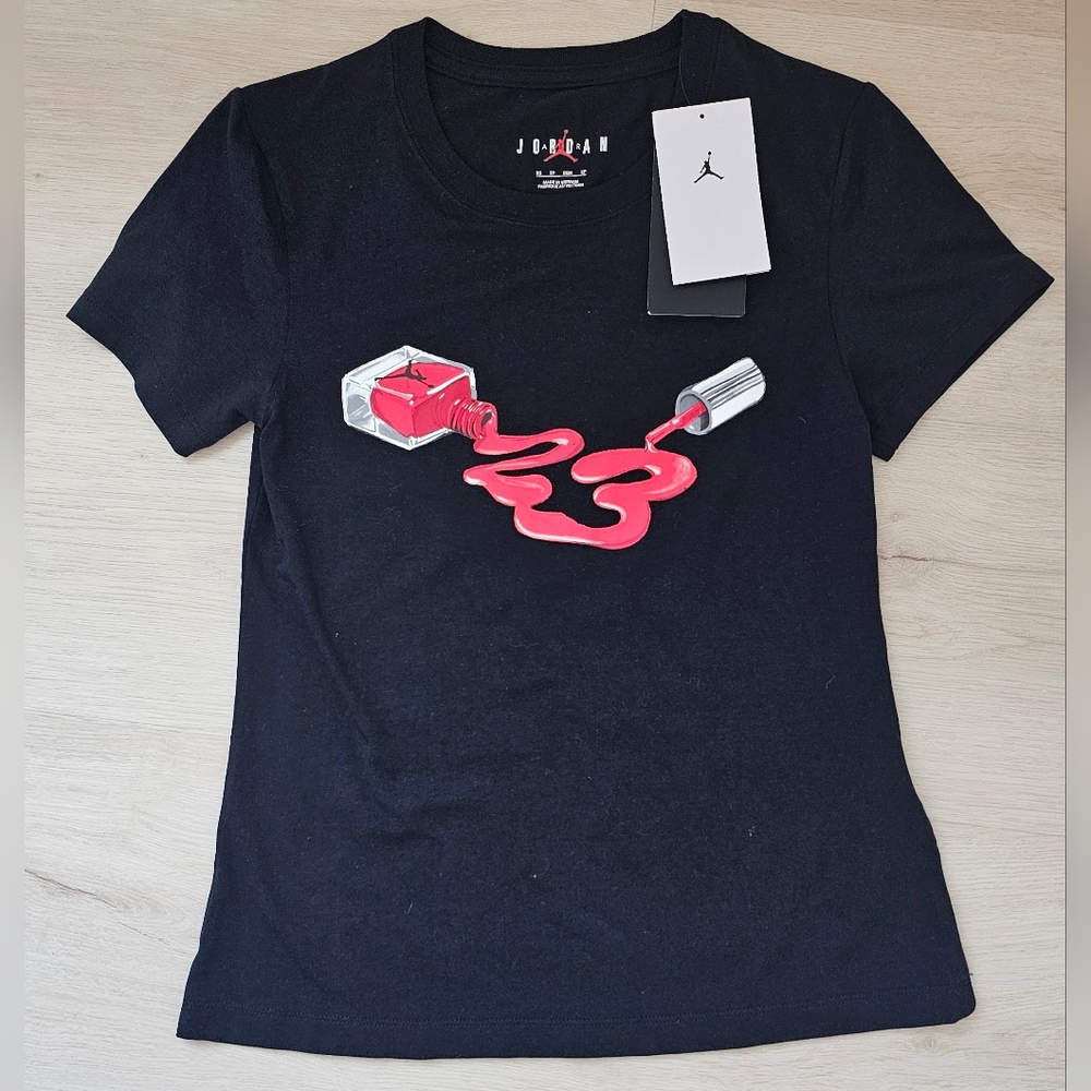 Jordan Black Tee with Red Nail Polish Graphic